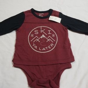 Baby Gap Boys Maroon Cotton Shirt with Snaps